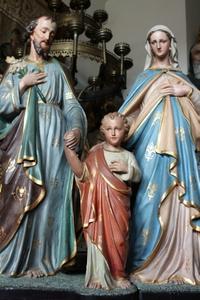 Holy Family Statue en Terra-Cotta polychrome, Belgium 19th century
