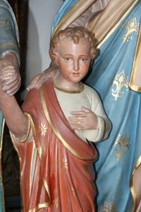Holy Family Statue en Terra-Cotta polychrome, Belgium 19th century