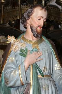 Holy Family Statue en Terra-Cotta polychrome, Belgium 19th century