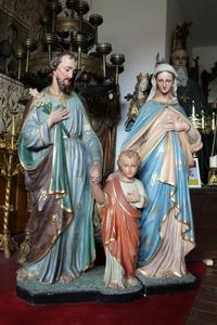 Holy Family Statue en Terra-Cotta polychrome, Belgium 19th century