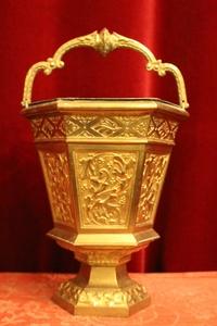 Holy Water Bucket en Solid Bronze , Belgium 19th century