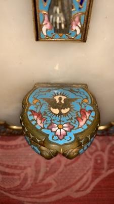 Holy Water Holder  en BRASS / ENAMEL / MARBLE, France 19th century