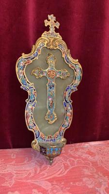 Holy Water Holder  en Brass / Bronze / Marble / Enamel, France 19th century ( anno 1875 )