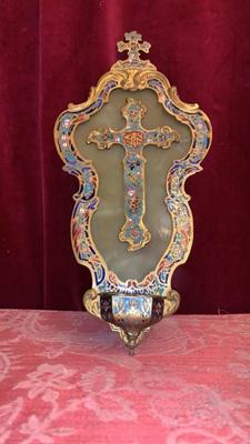 Holy Water Holder  en Brass / Bronze / Marble / Enamel, France 19th century ( anno 1875 )