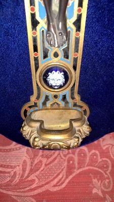 Holy Water Holder  en Brass / Bronze /  Gilt /  Enamel, France 19th century ( anno 1875 )