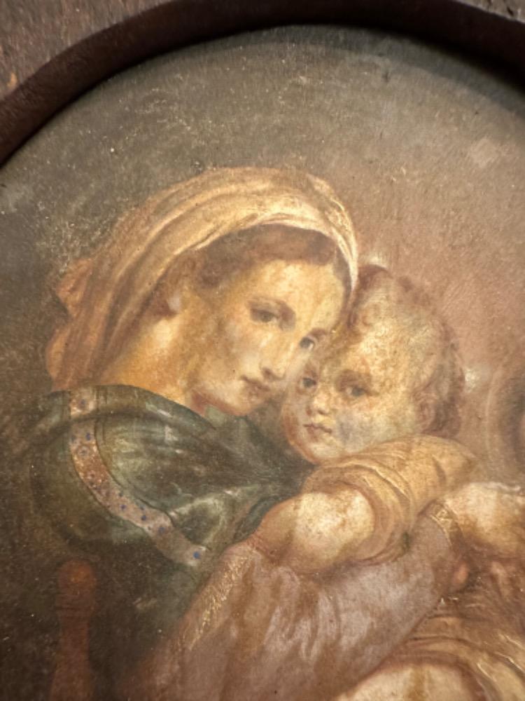 1  Imagination St. Mary With Jesus & John Hand - Made And Fully Hand - Painted On Panel