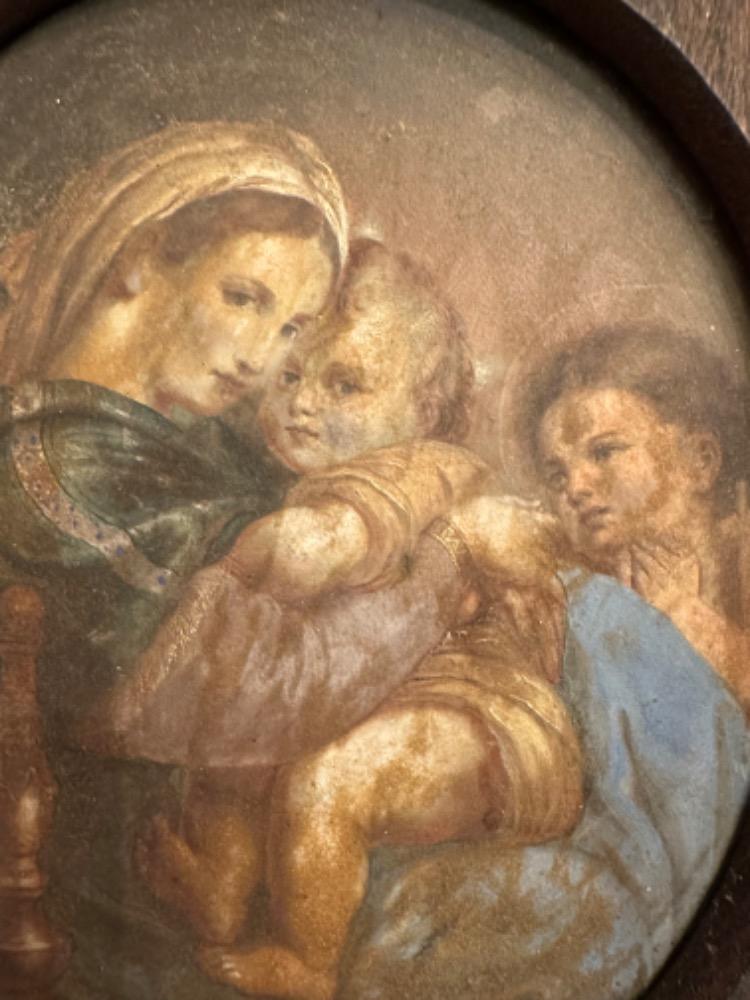 1  Imagination St. Mary With Jesus & John Hand - Made And Fully Hand - Painted On Panel