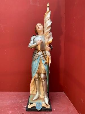 Jeanne D Arc Statue en plaster polychrome, France 19th century