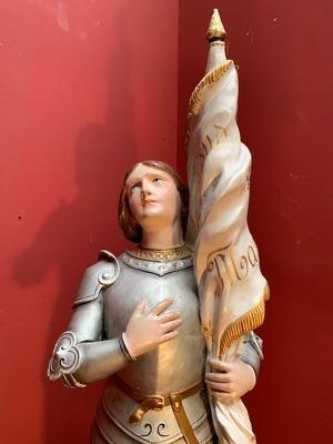 Jeanne D Arc Statue en plaster polychrome, France 19th century