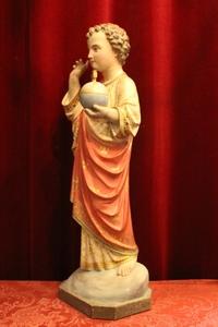 Jesus As Child Statue en plaster polychrome, France 19th century