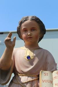 Jesus As Child Statue en plaster polychrome, Belgium 19th century