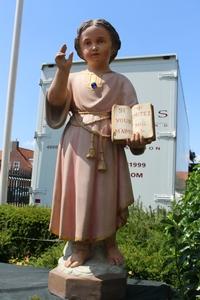 Jesus As Child Statue en plaster polychrome, Belgium 19th century