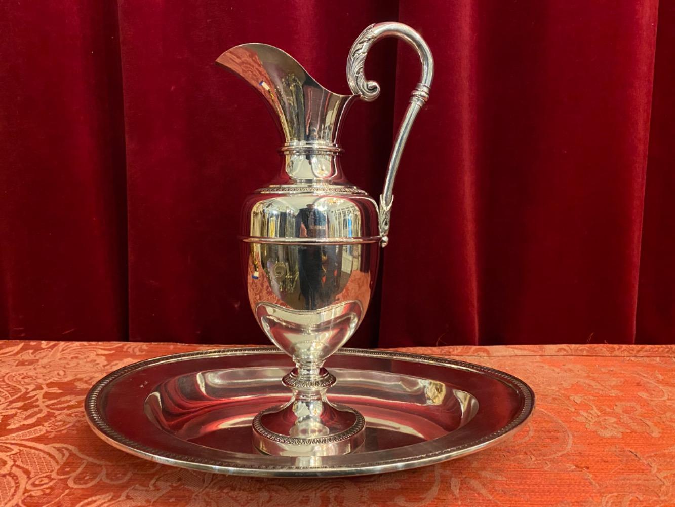 1  Jug And Matching Brass Silver-Plated Platter For Footwashing-Liturgy On Maundy Thursday