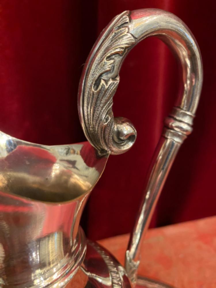 1  Jug And Matching Brass Silver-Plated Platter For Footwashing-Liturgy On Maundy Thursday