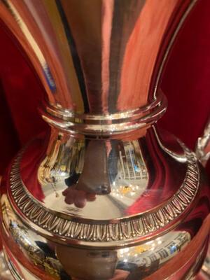 Jug And Matching Brass Silver-Plated Platter For Footwashing-Liturgy On Maundy Thursday en Brass Silver Plated, Belgium  19 th century