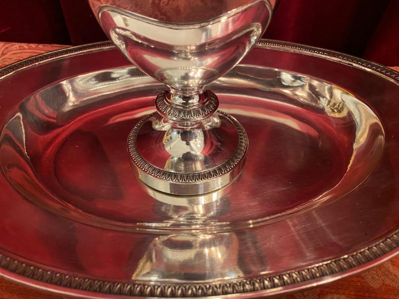 1  Jug And Matching Brass Silver-Plated Platter For Footwashing-Liturgy On Maundy Thursday