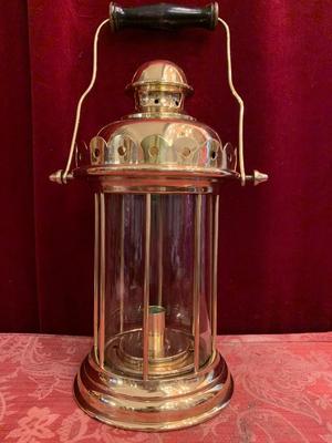 Lantern en Brass / Glass / Polished / New Varnished, Belgium 19th century ( anno 1875 )