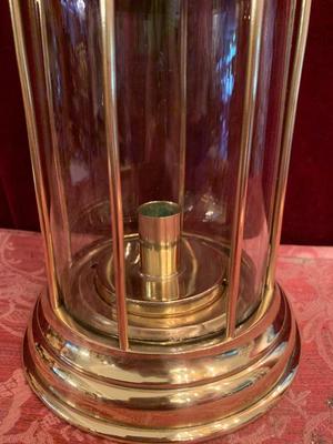 Lantern en Brass / Glass / Polished / New Varnished, Belgium 19th century ( anno 1875 )