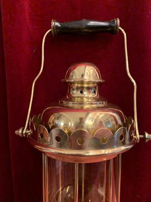 Lantern en Brass / Glass / Polished / New Varnished, Belgium 19th century ( anno 1875 )