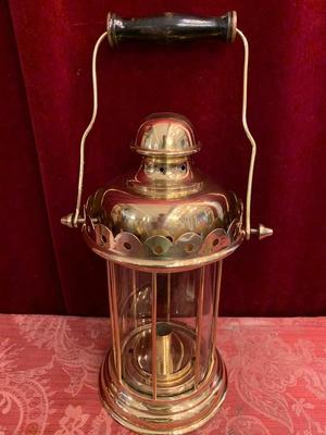 Lantern en Brass / Glass / Polished / New Varnished, Belgium 19th century ( anno 1875 )