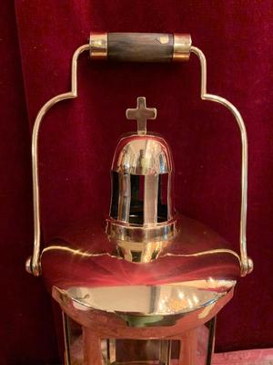Lantern en Brass / Glass / Polished / New Varnished, Belgium 20th century (Anno 1930)