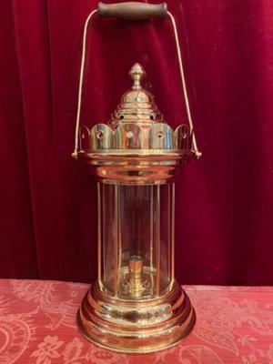 Lantern en Glass / Brass / Polished / New Varnished, Belgium 19th century