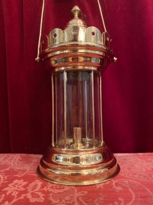 Lantern en Glass / Brass / Polished / New Varnished, Belgium 19th century