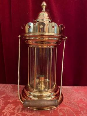 Lantern en Glass / Brass / Polished / New Varnished, Belgium 19th century