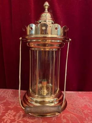 Lantern en Glass / Brass / Polished / New Varnished, Belgium 19th century