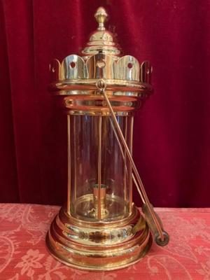 Lantern en Glass / Brass / Polished / New Varnished, Belgium 19th century