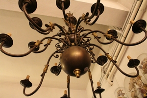 Large Chandelier  en Brass / Bronze, Belgium 19th century