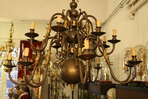 Large Chandelier  en Brass / Bronze, Belgium 19th century