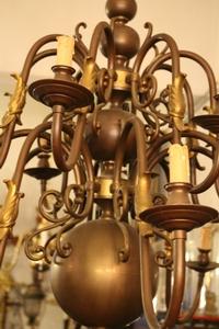 Large Chandelier  en Brass / Bronze, Belgium 19th century