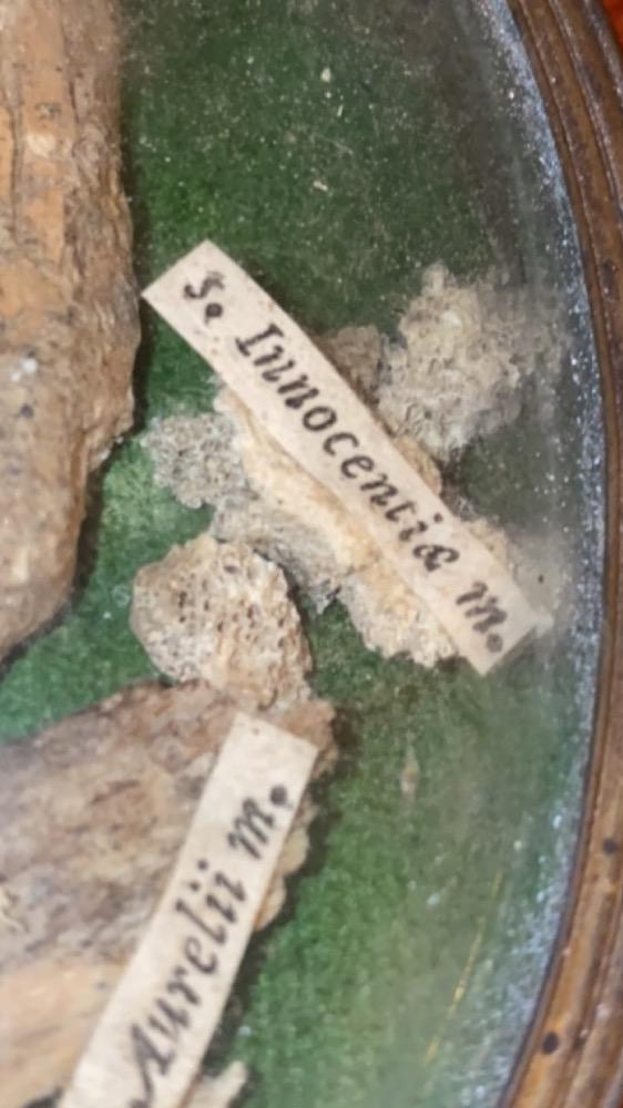 1  Large Reliquary First Class Ex Ossibus : St. Bonosi M. St. Aurelii M. St. Innocentii M. St. Restituti M.