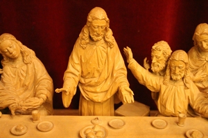 Last Supper  en hand-carved wood , Southern Germany 20th century