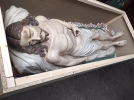 Life - Size Died Christ en plaster polychrome, 19th century