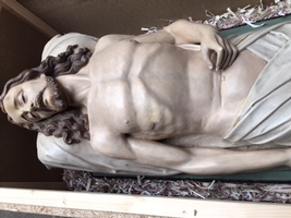 Life - Size Died Christ en plaster polychrome, 19th century
