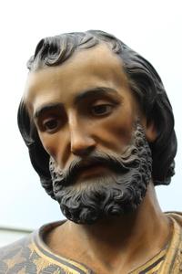 Life Size St. Josef By Mayer Munich en wood - pap polychrome, Germany 19th century (1920)