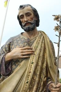 Life Size St. Josef By Mayer Munich en wood - pap polychrome, Germany 19th century (1920)