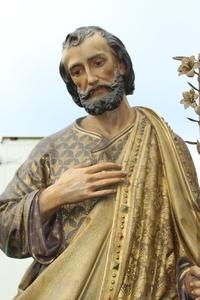 Life Size St. Josef By Mayer Munich en wood - pap polychrome, Germany 19th century (1920)