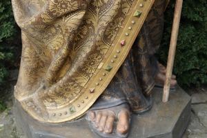 Life Size St. Josef By Mayer Munich en wood - pap polychrome, Germany 19th century ( 1920)