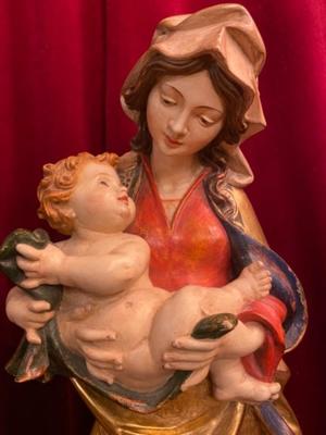 Madonna en hand-carved wood polychrome, Southern Germany 20th Century