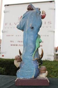 Madonna Statue en wood polychrome, France 18 th century