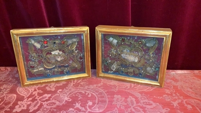 Matching Pair Of Reliquaries Ex Ossibus St. Paulini & St. Tiarini Italy 18th century