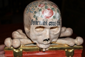 Memento Mori en hand-carved wood polychrome, Italy 18 th century