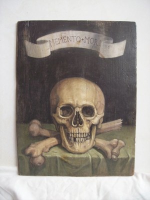 Memento Mori  en Oil Painted on Panel, Italy  20 th century