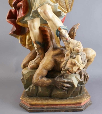 Michael en hand-carved wood polychrome, Southern Germany 20th century