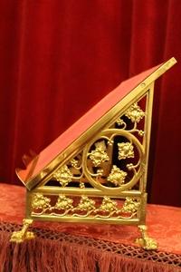 Missal Stand en Brass / Bronze Polished / New Varnished, Belgium 19th century