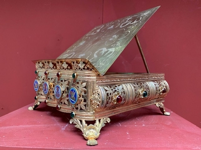 Missal Stand Adjusable en Brass / Bronze / Enamel / Stones, France 19th century ( anno 1875 )