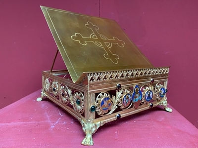 Missal Stand Adjustable en Brass / Bronze / Gilt / Enamel / Stones, France 19th century ( anno 1875 )